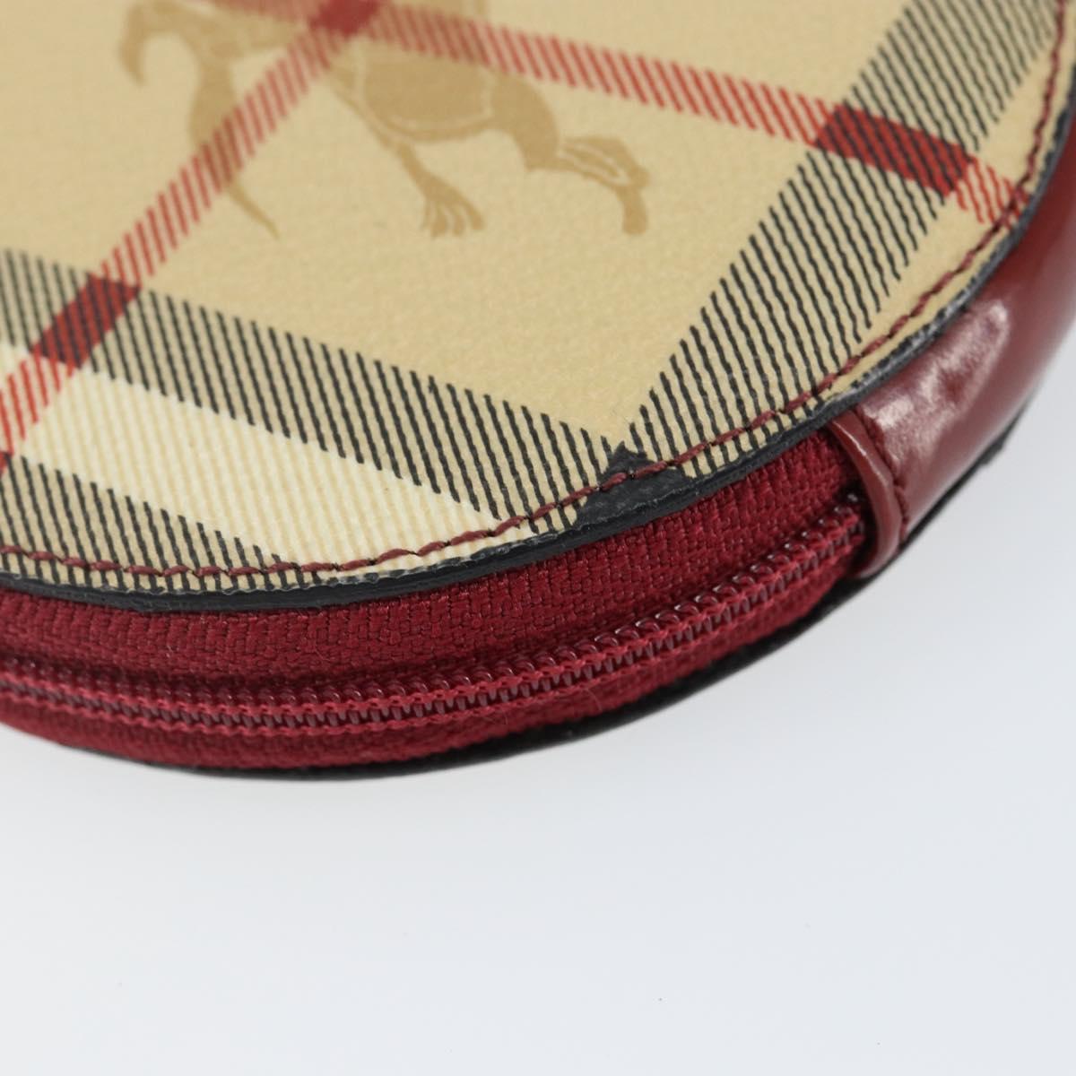 BURBERRY Nova Check Coin Purse PVC Beige Silver Auth am9064V