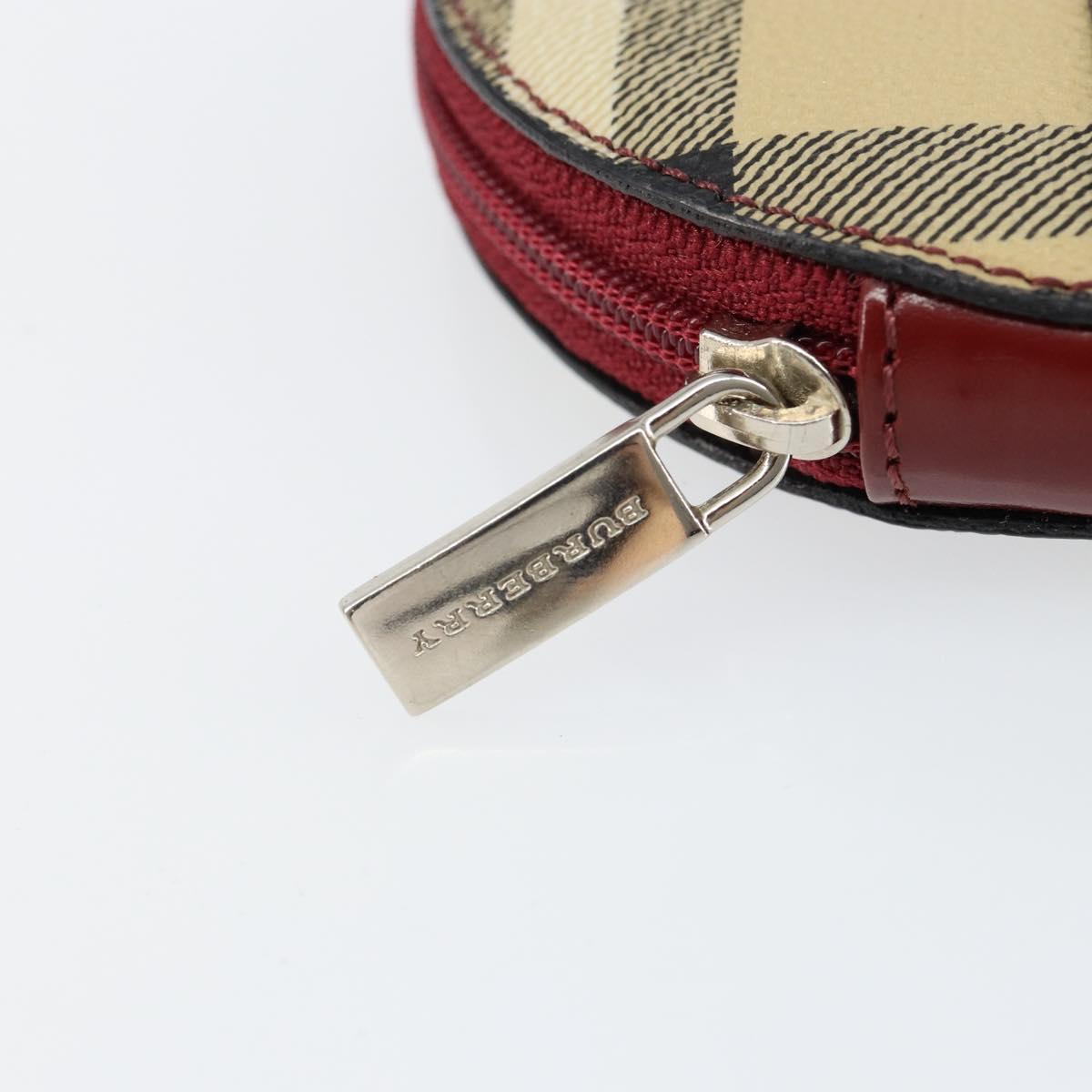 BURBERRY Nova Check Coin Purse PVC Beige Silver Auth am9064V