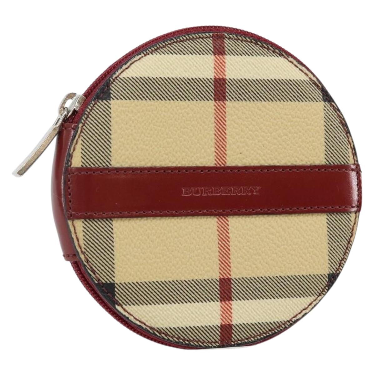 BURBERRY Nova Check Coin Purse PVC Beige Silver Auth am9064V