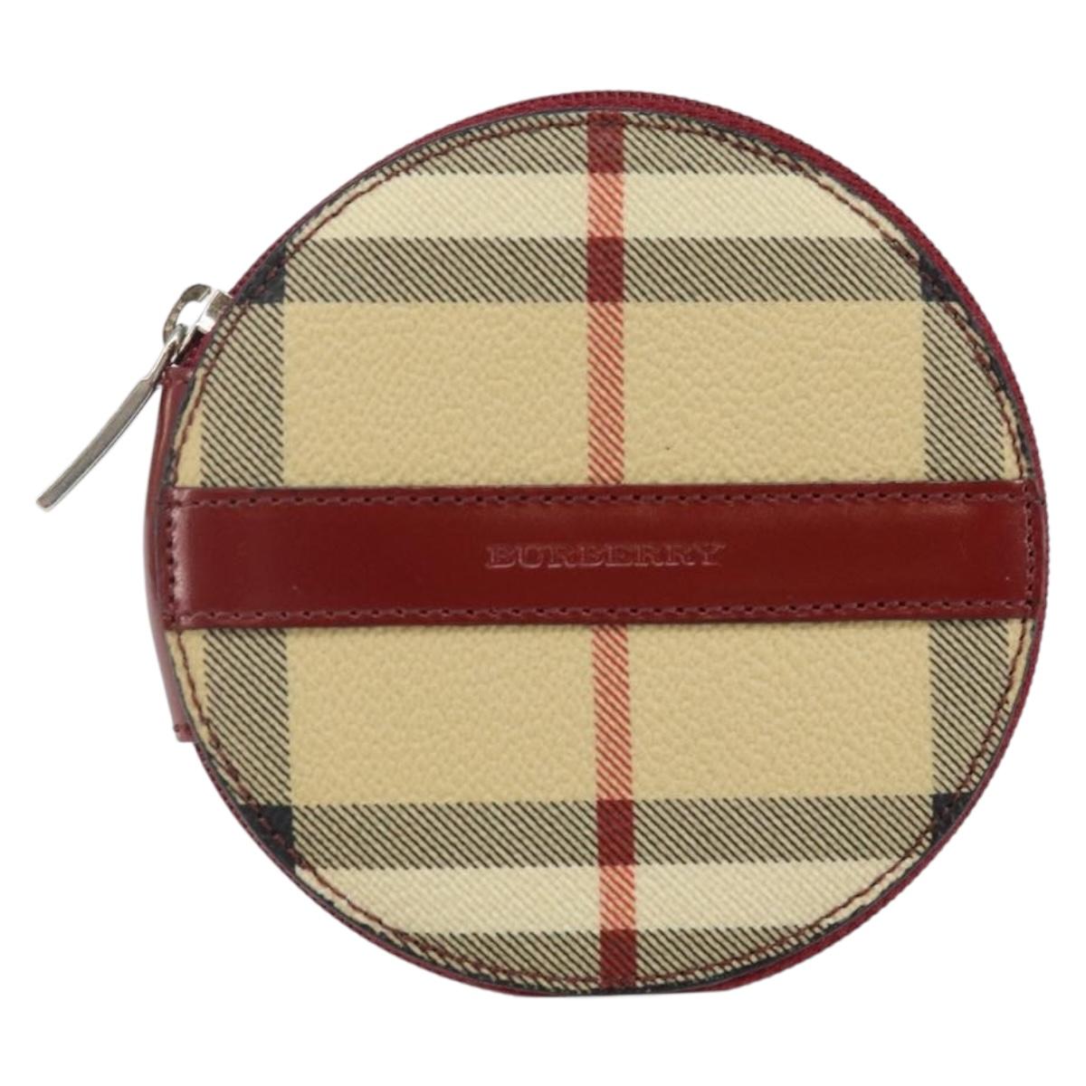 BURBERRY Nova Check Coin Purse PVC Beige Silver Auth am9064V