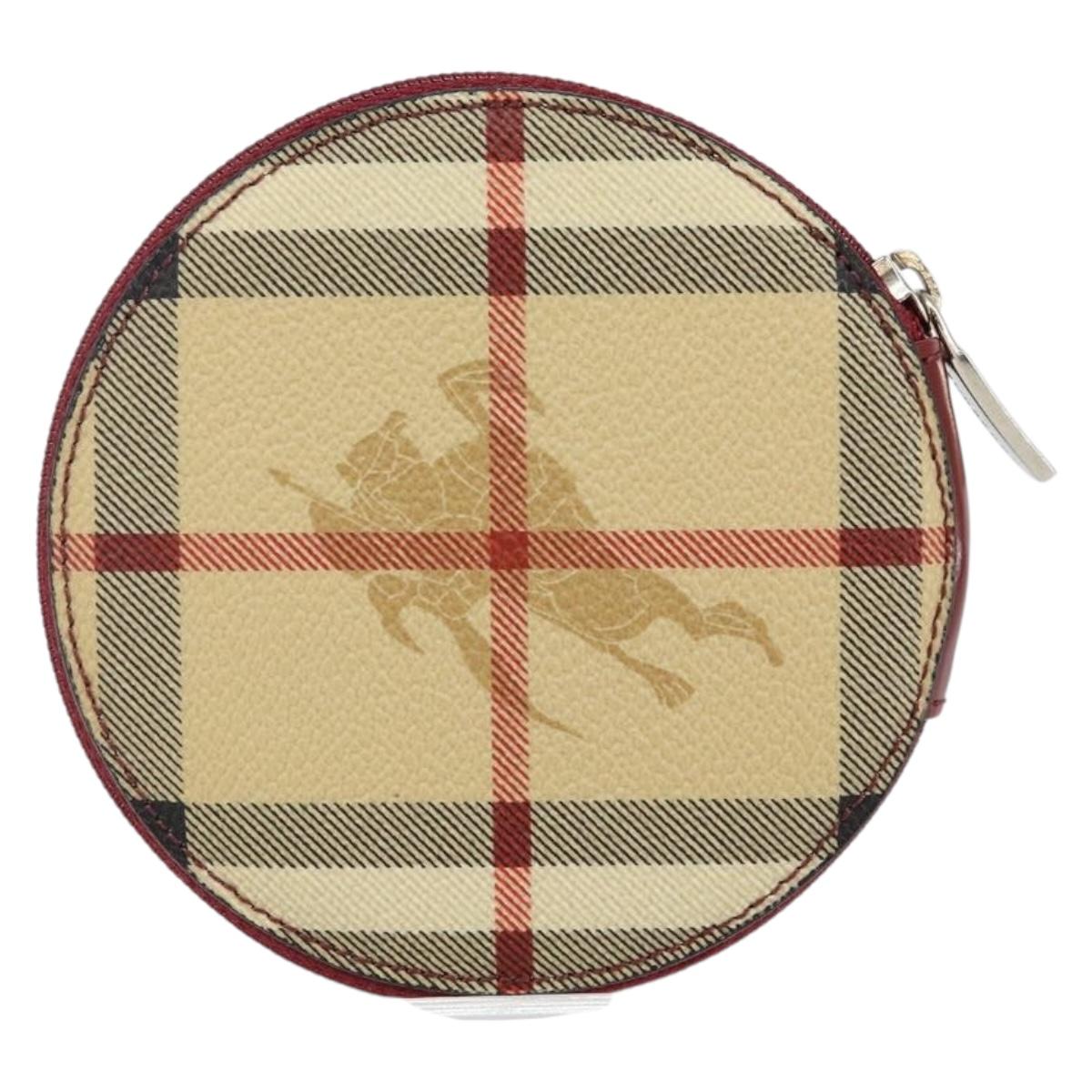 BURBERRY Nova Check Coin Purse PVC Beige Silver Auth am9064V