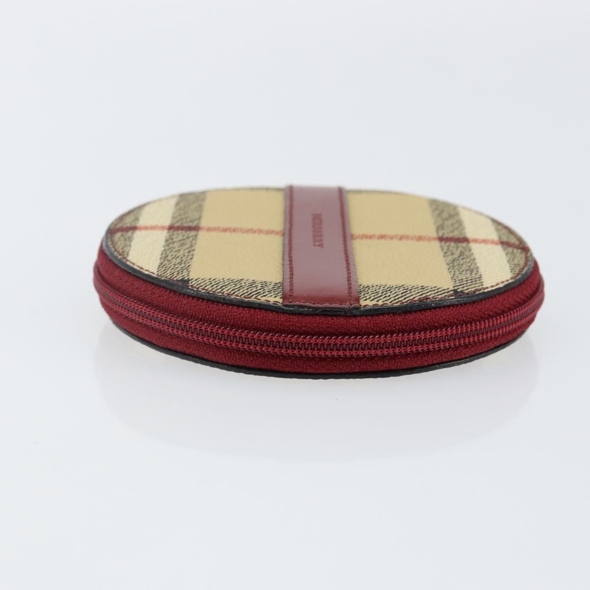 BURBERRY Nova Check Coin Purse PVC Beige Silver Auth am9064V