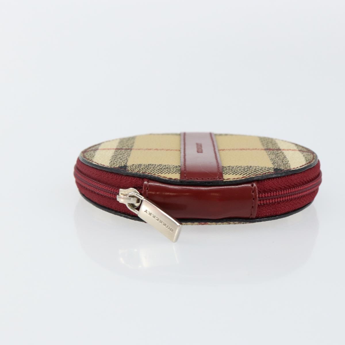 BURBERRY Nova Check Coin Purse PVC Beige Silver Auth am9064V