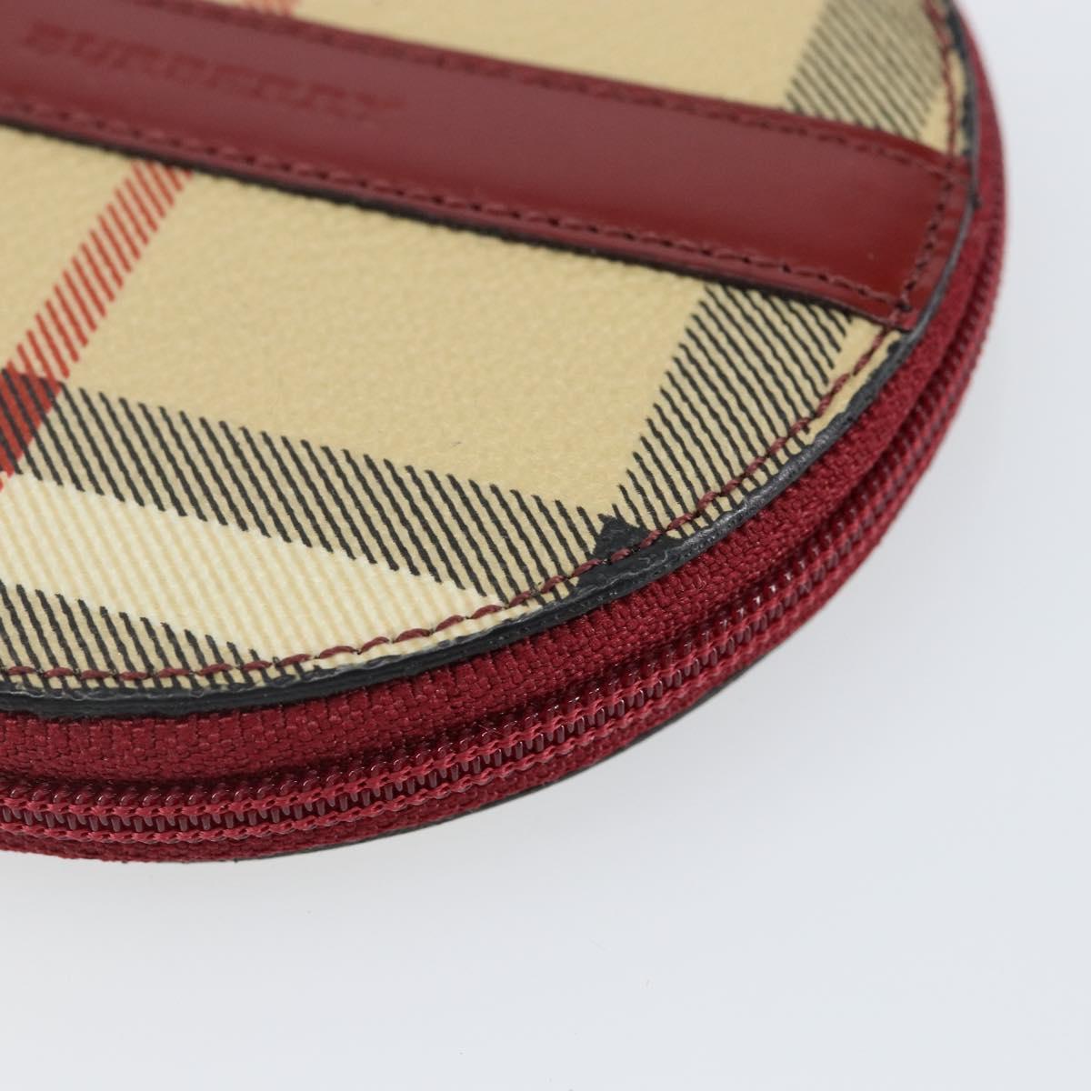 BURBERRY Nova Check Coin Purse PVC Beige Silver Auth am9064V