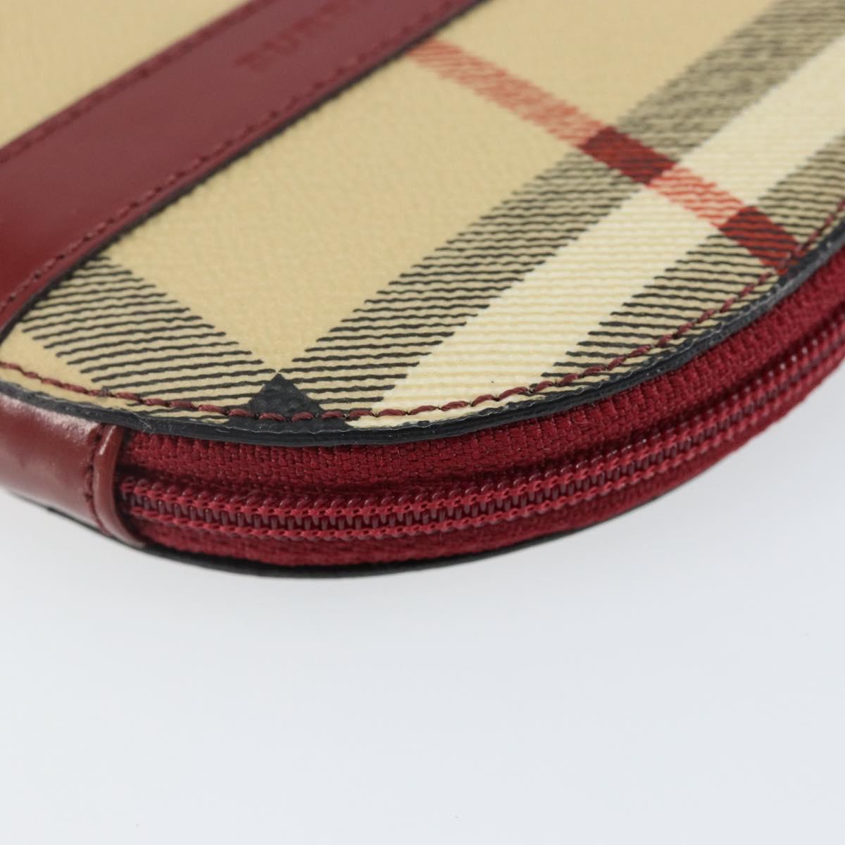 BURBERRY Nova Check Coin Purse PVC Beige Silver Auth am9064V
