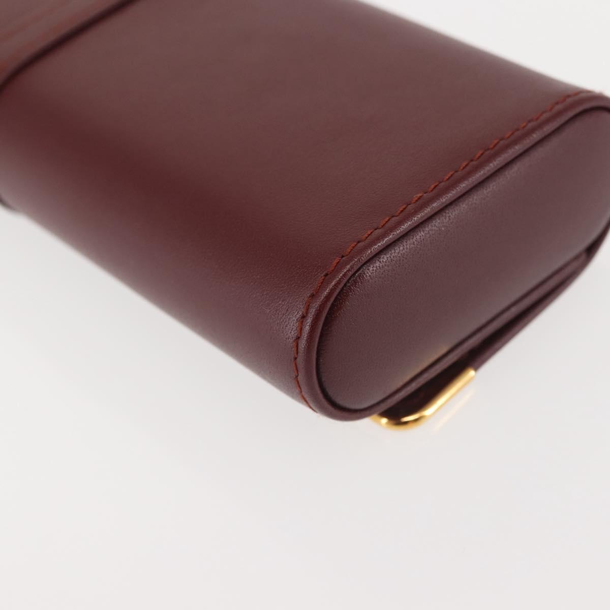 CARTIER Must Line Glasses Case Leather Bordeaux Auth am9067