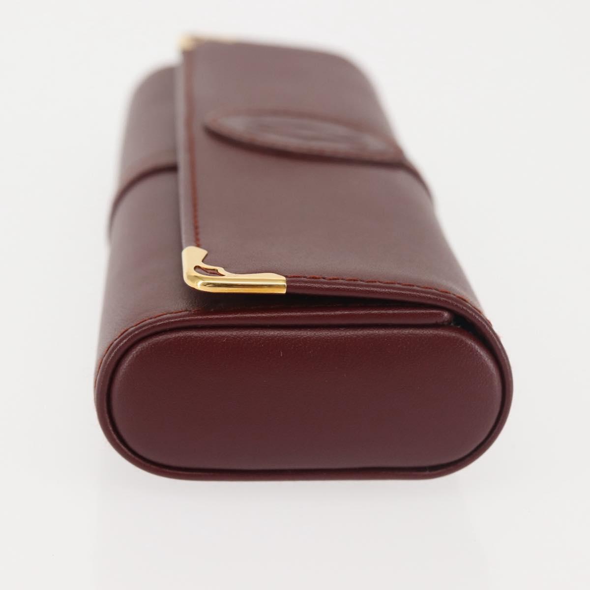 CARTIER Must Line Glasses Case Leather Bordeaux Auth am9067