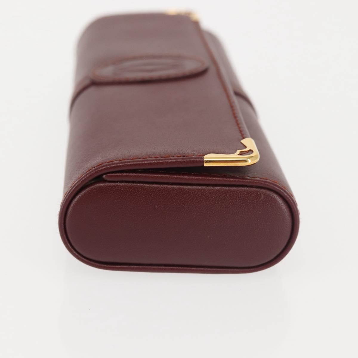 CARTIER Must Line Glasses Case Leather Bordeaux Auth am9067