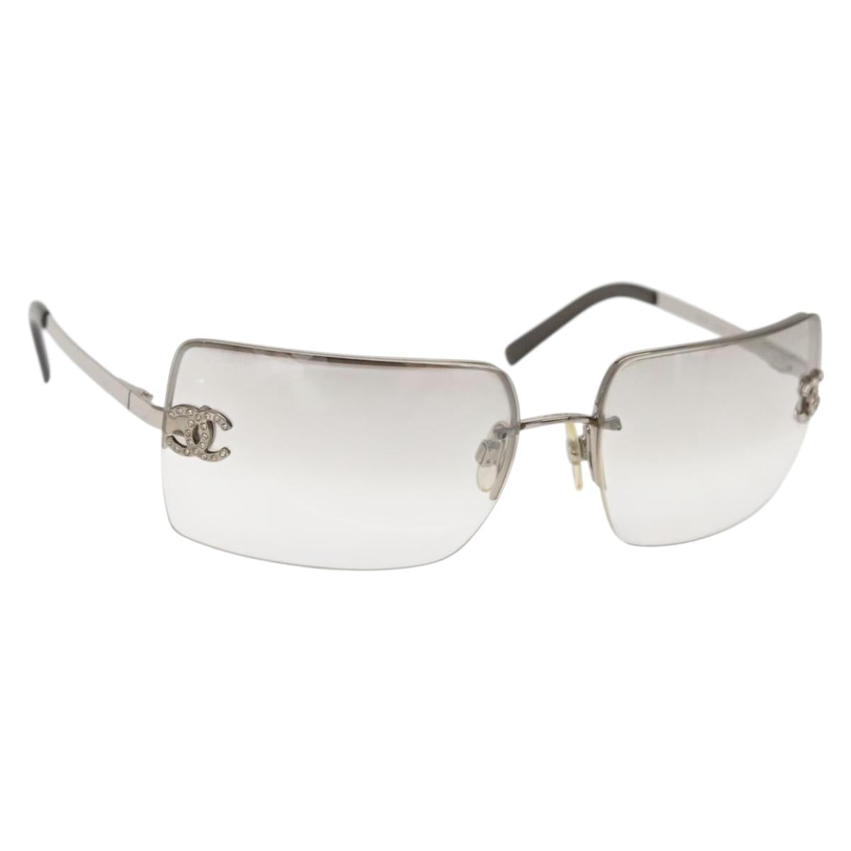 CHANEL Sunglasses plastic Silver CC Auth am9070V