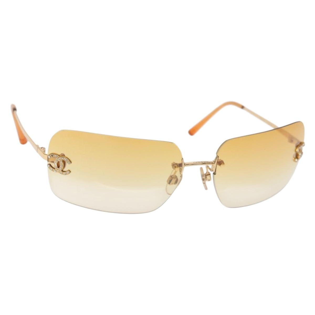 CHANEL Sunglasses plastic Orange CC Auth am9071V