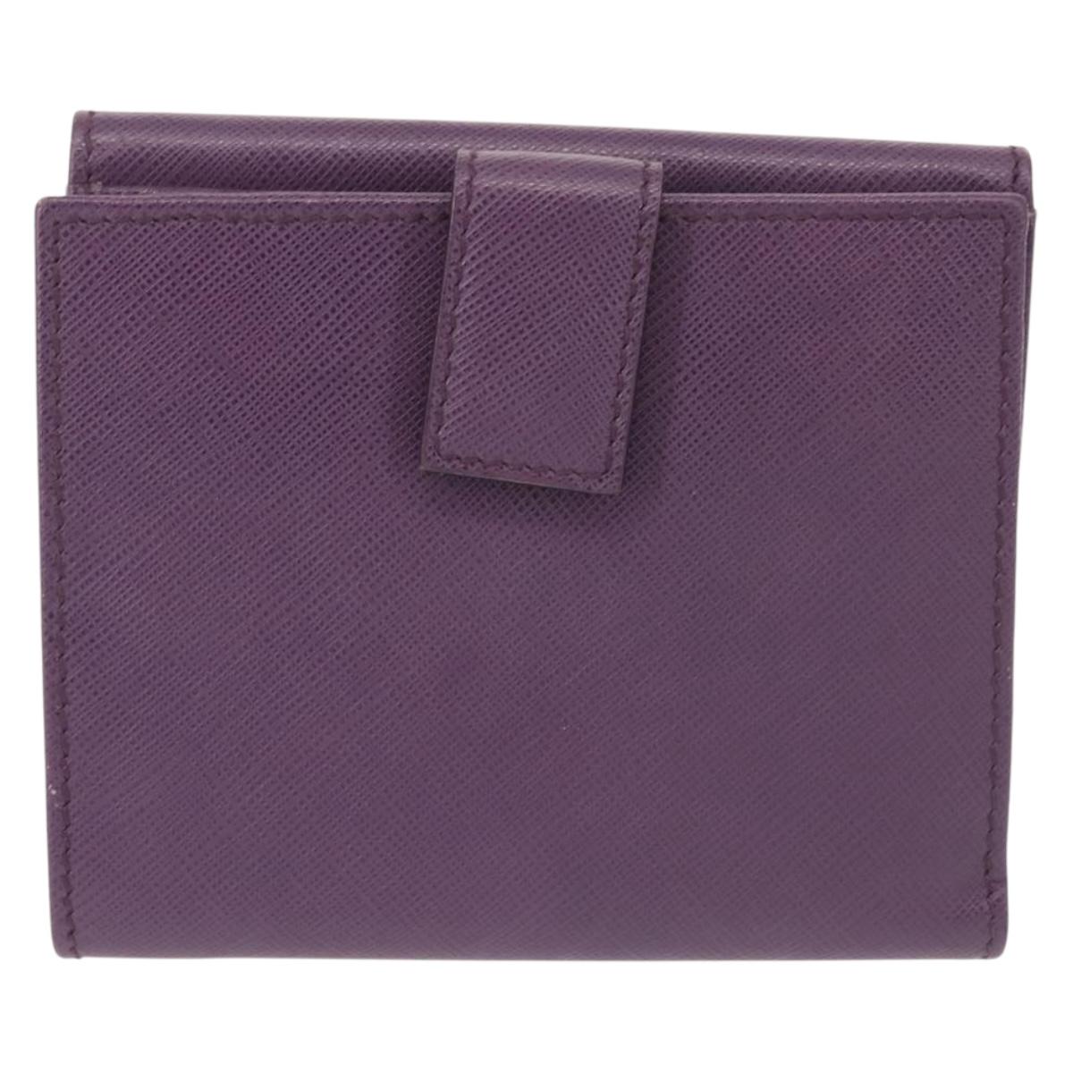 Salvatore Ferragamo Gancini Wallet Leather Purple Gold Auth am9074