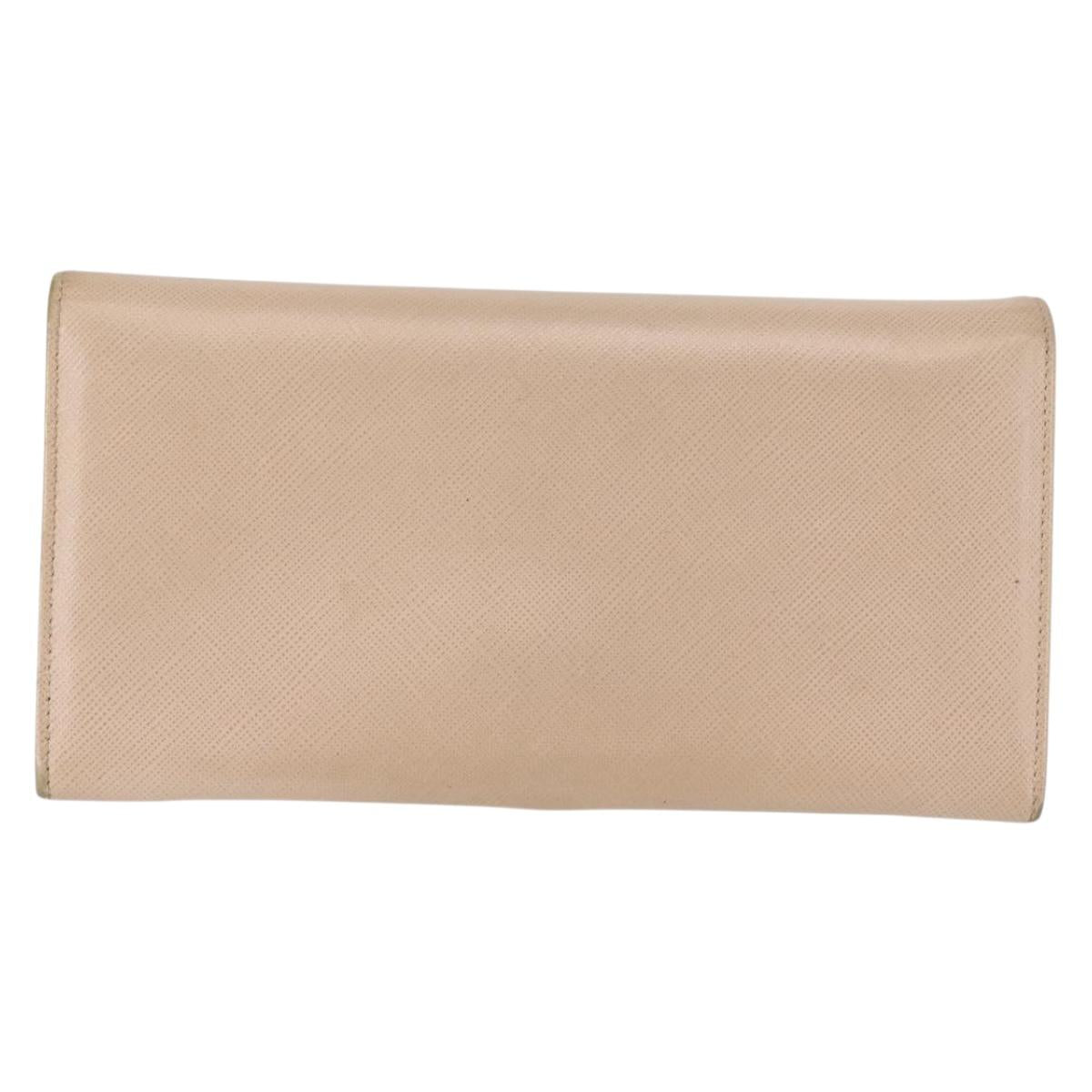 Salvatore Ferragamo Gancini Long Wallet Leather Beige Gold Auth am9075