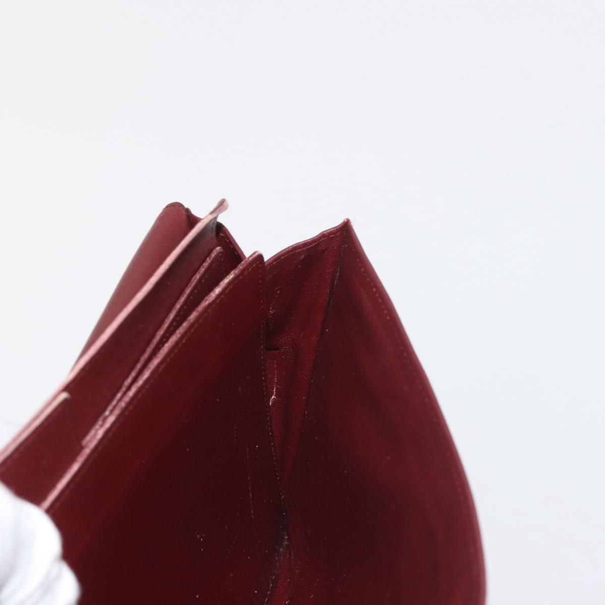 CARTIER Must Line Clutch Bag Leather Bordeaux Gold Auth am9078