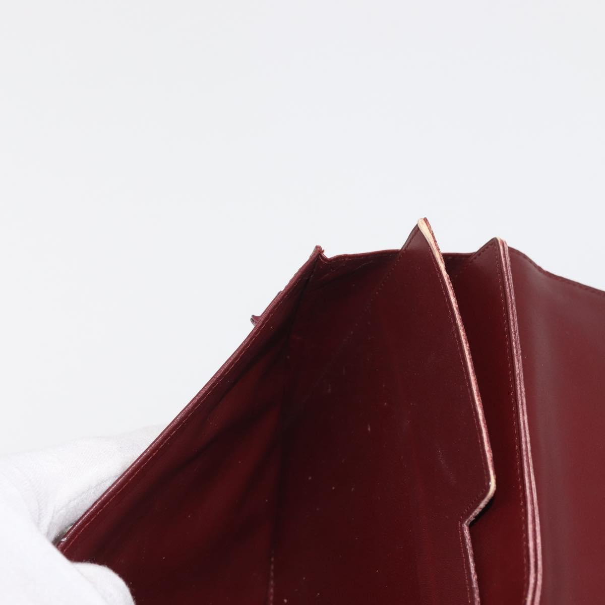 CARTIER Must Line Clutch Bag Leather Bordeaux Gold Auth am9078