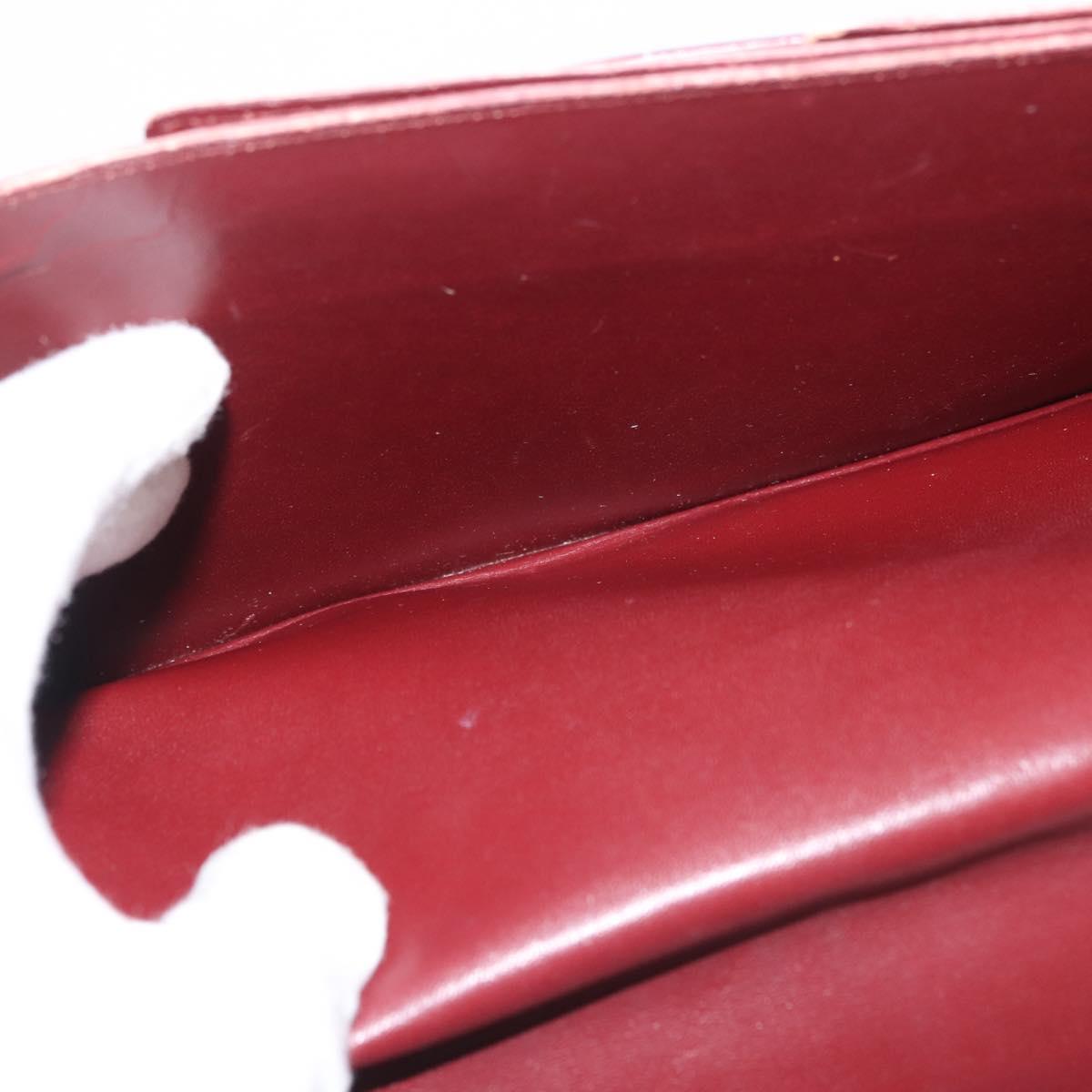 CARTIER Must Line Clutch Bag Leather Bordeaux Gold Auth am9078
