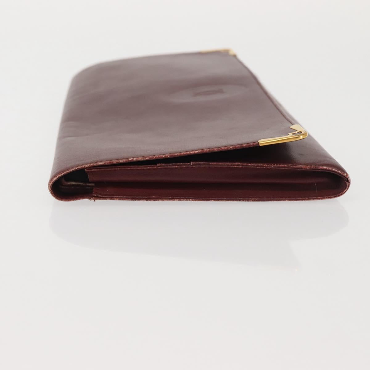 CARTIER Must Line Clutch Bag Leather Bordeaux Gold Auth am9078