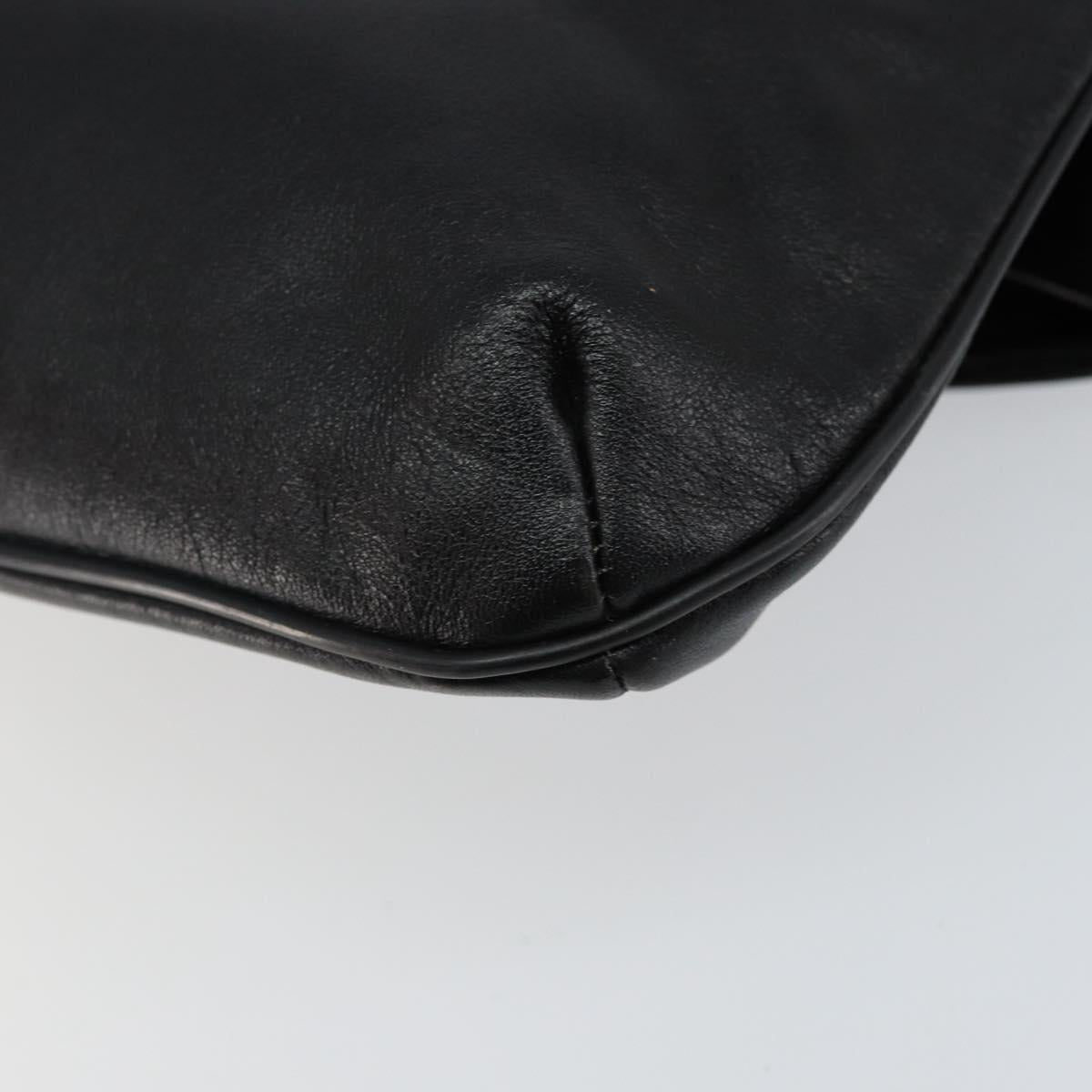GIVENCHY Clutch Bag Leather Black Gold Auth am9079