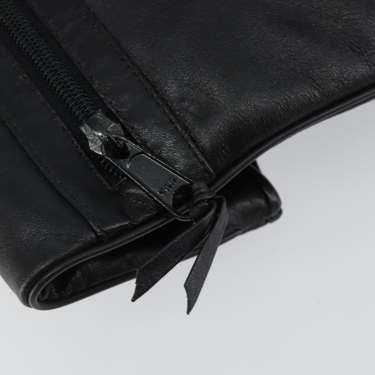 GIVENCHY Clutch Bag Leather Black Gold Auth am9079