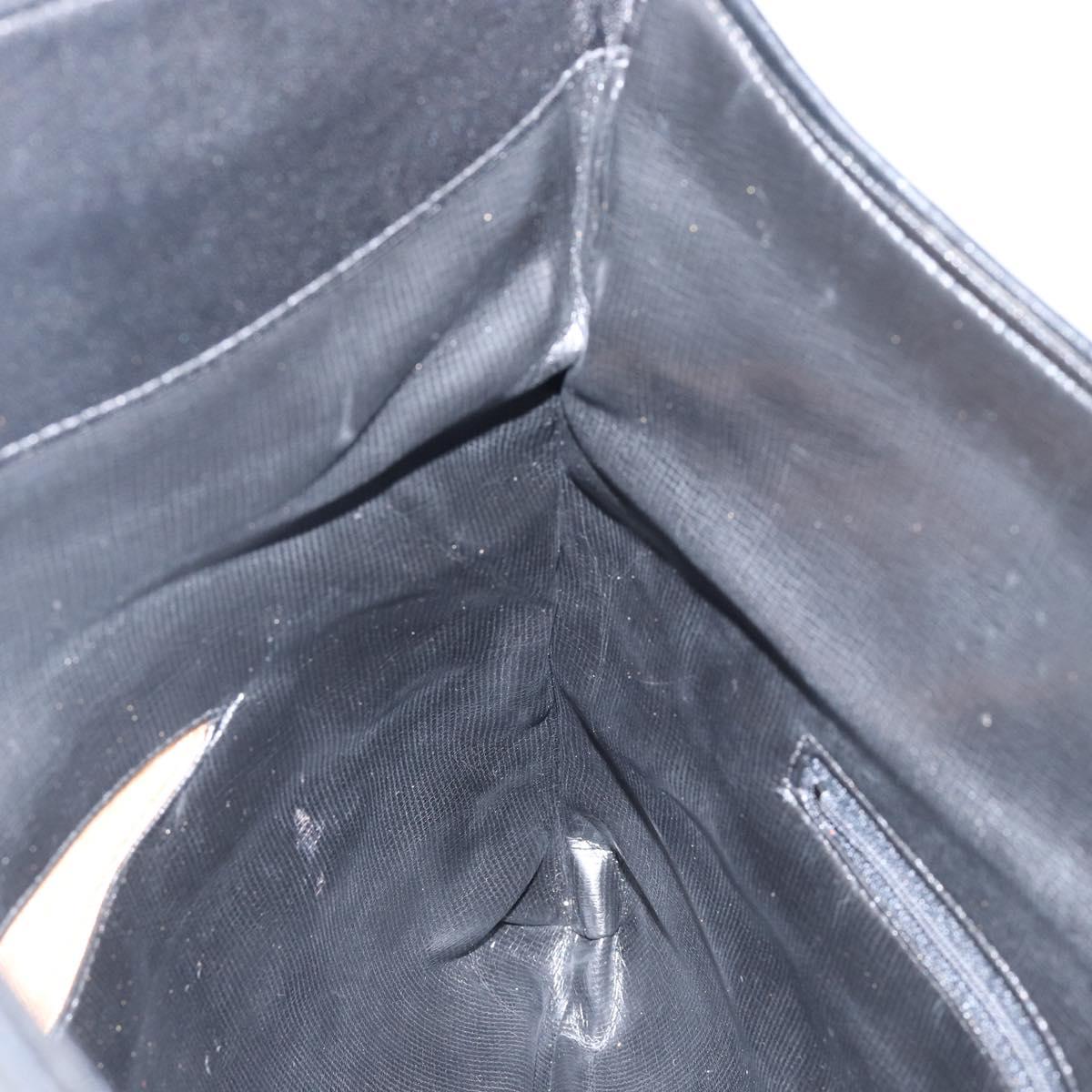 GIVENCHY Clutch Bag Leather Black Gold Auth am9079