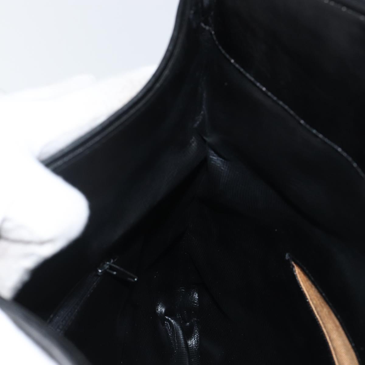 GIVENCHY Clutch Bag Leather Black Gold Auth am9079