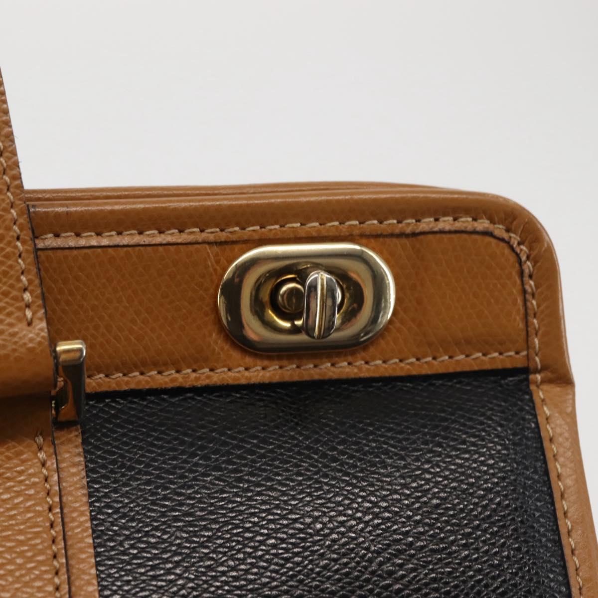 MORABITO Hand Bag Leather Navy Gold Auth am9080