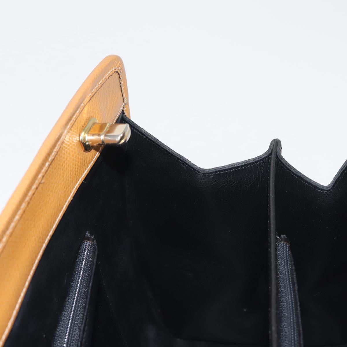 MORABITO Hand Bag Leather Navy Gold Auth am9080