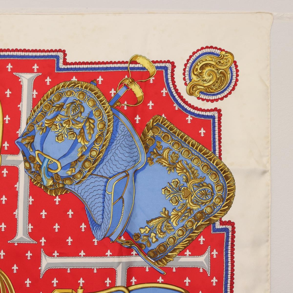 HERMES Carre 90 Scarf ""SELLES A HOUSSE"" Silk Red Auth am9081