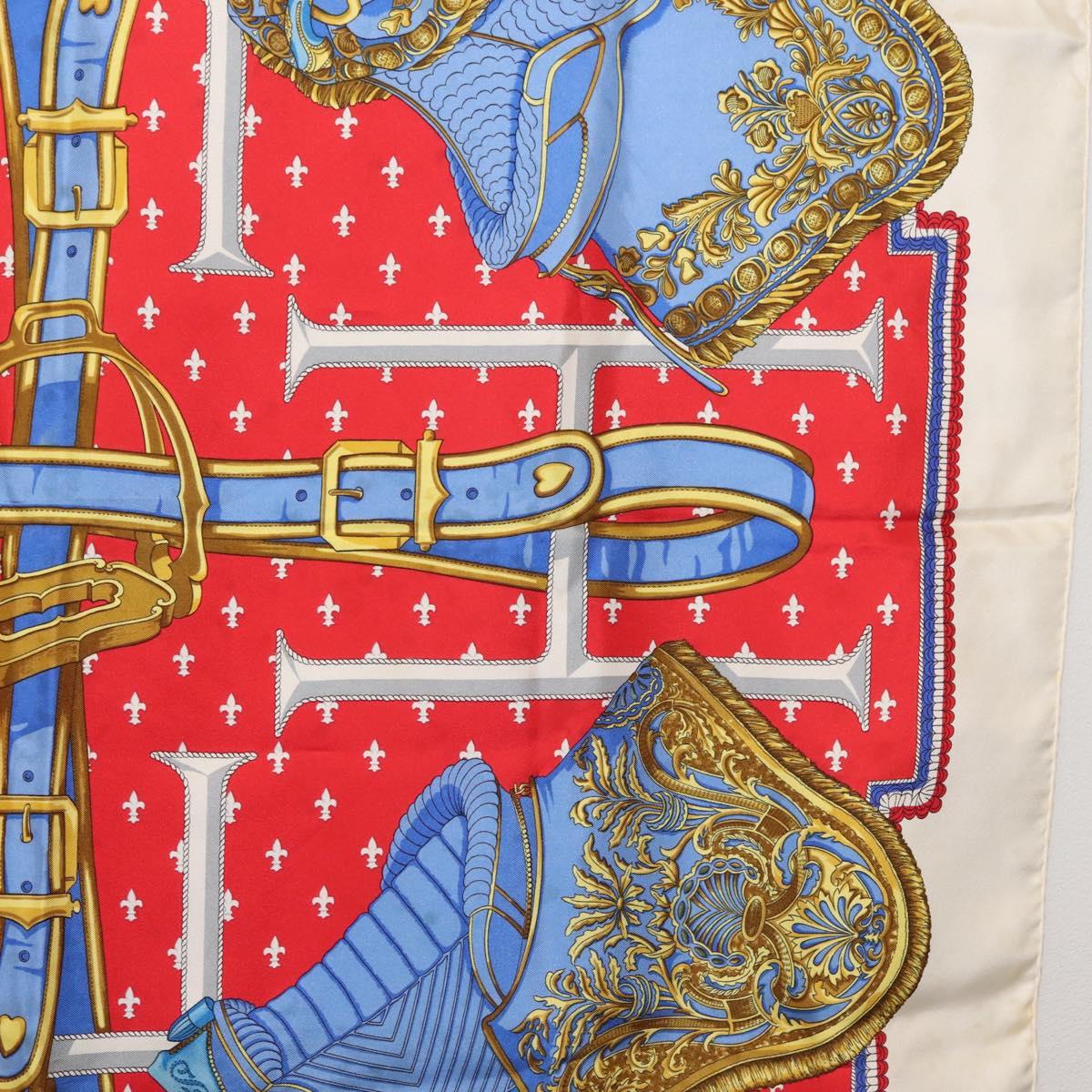 HERMES Carre 90 Scarf ""SELLES A HOUSSE"" Silk Red Auth am9081