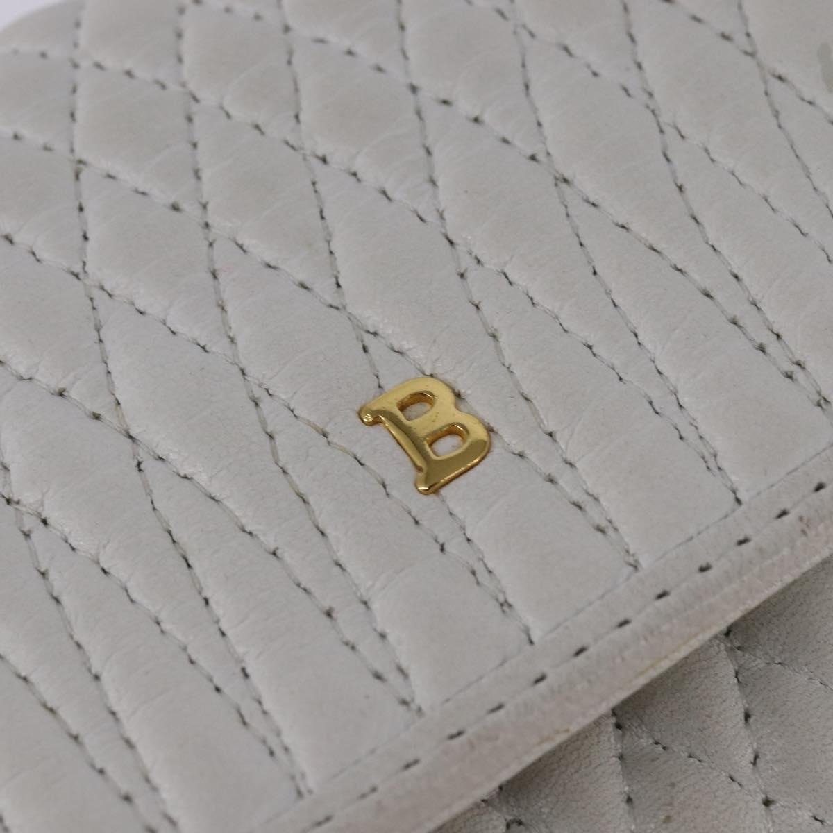 BALLY Chain Shoulder Bag Leather White Gold Auth am9085