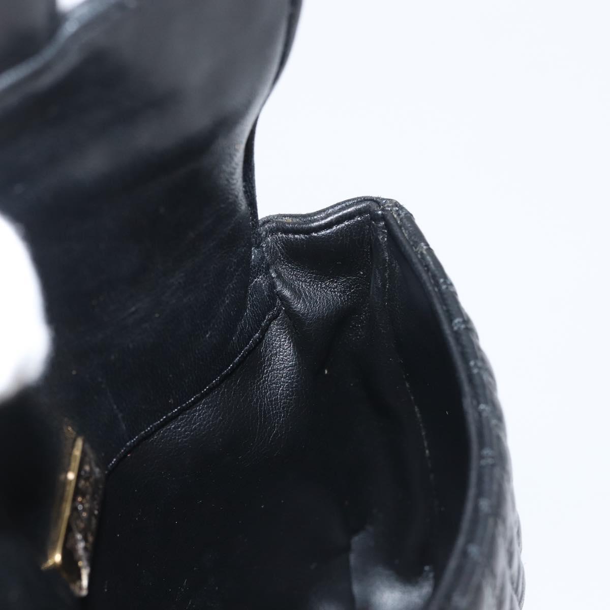 BALLY Chain Shoulder Bag Leather Black Gold Auth am9086