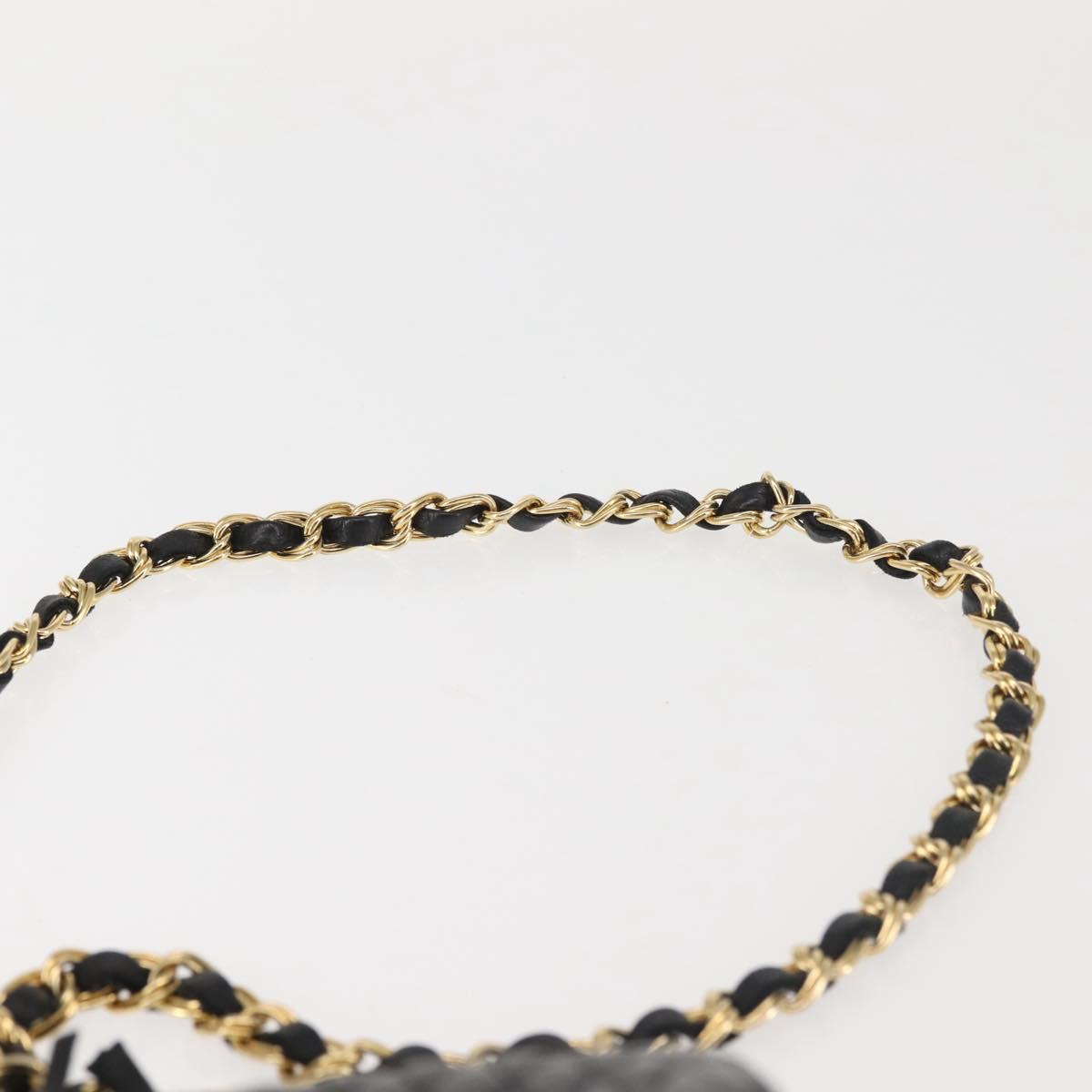 BALLY Chain Shoulder Bag Leather Black Gold Auth am9086