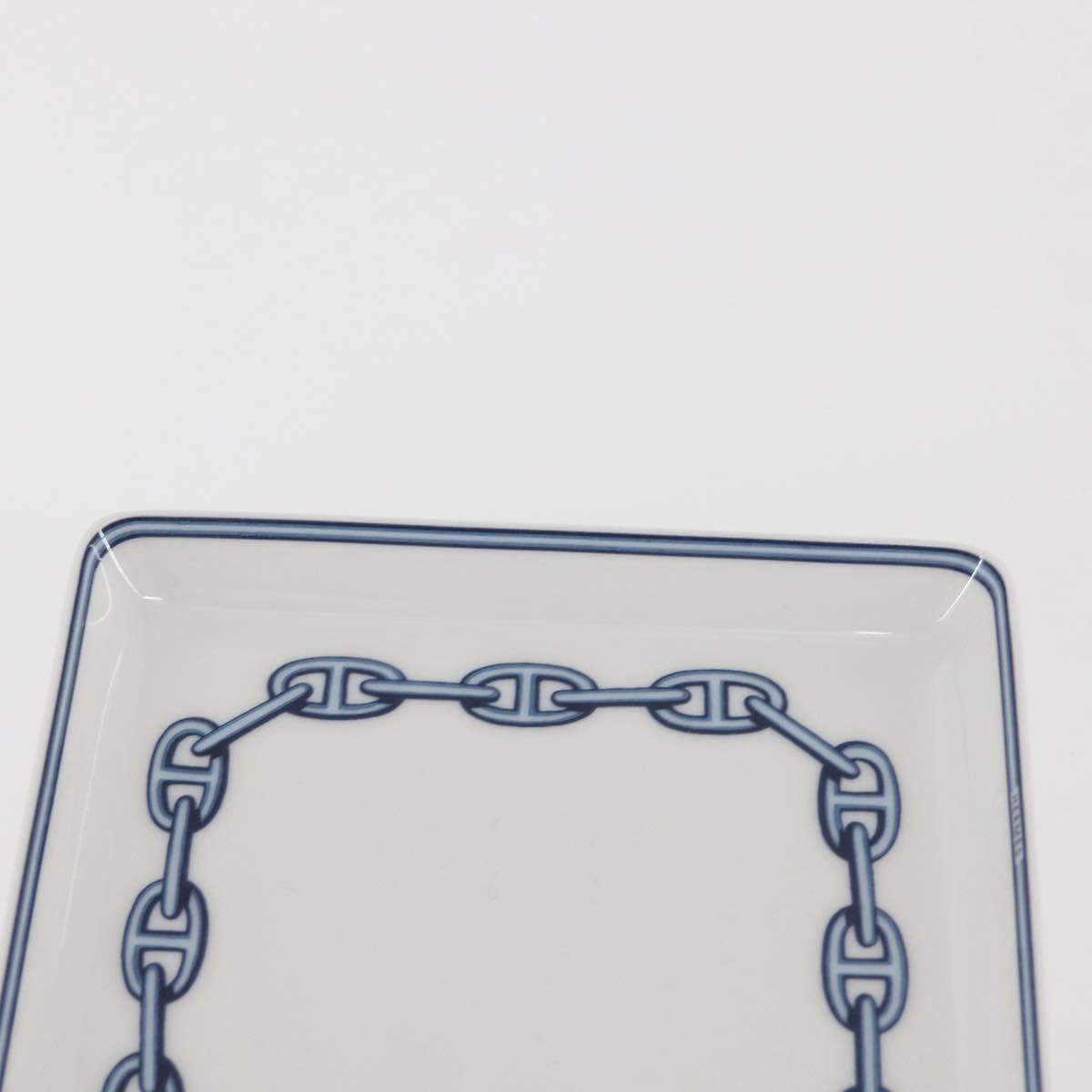 HERMES Chaine d'Ancre Square Plate Pottery White Auth am9088