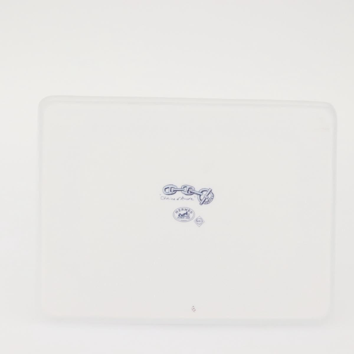 HERMES Chaine d'Ancre Square Plate Pottery White Auth am9088