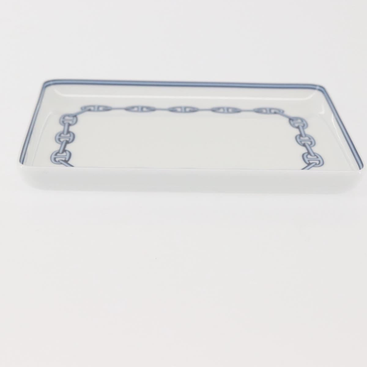 HERMES Chaine d'Ancre Square Plate Pottery White Auth am9088