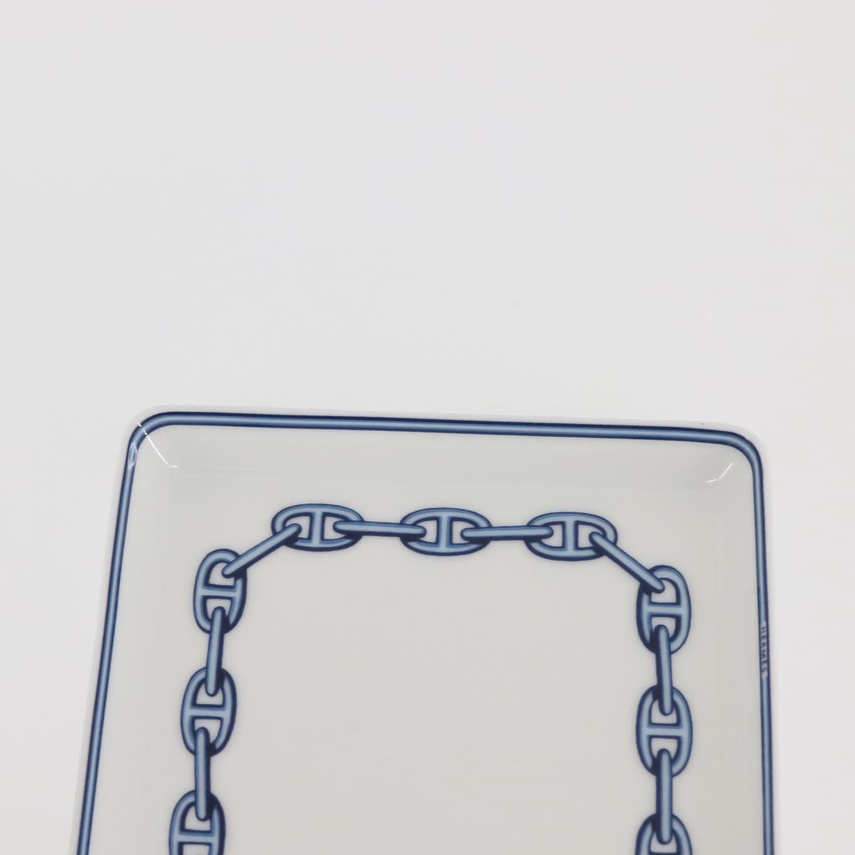 HERMES Chaine d'Ancre Square Plate Pottery White Auth am9089