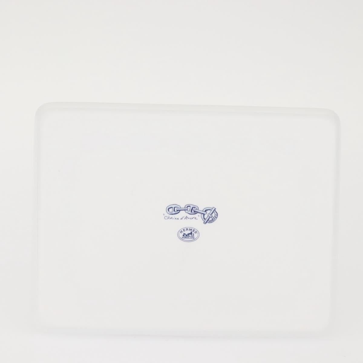 HERMES Chaine d'Ancre Square Plate Pottery White Auth am9089