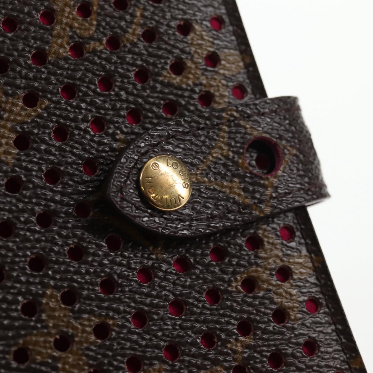 LOUIS VUITTON Monogram Perfo Compact Zip Wallet Fuchsia M95188 LV Auth am9095V