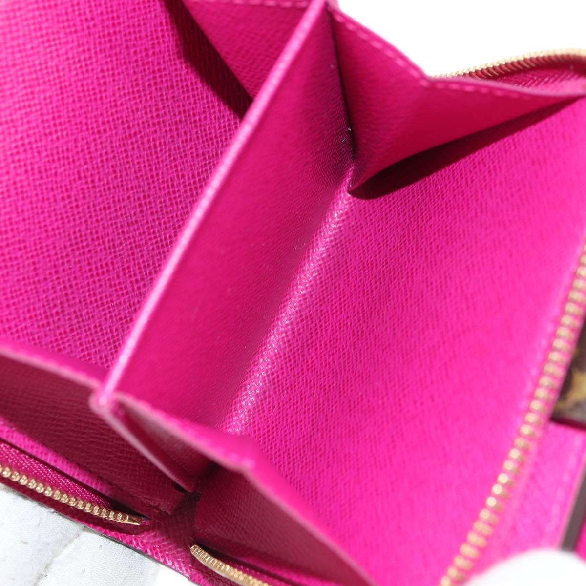 LOUIS VUITTON Monogram Perfo Compact Zip Wallet Fuchsia M95188 LV Auth am9095V