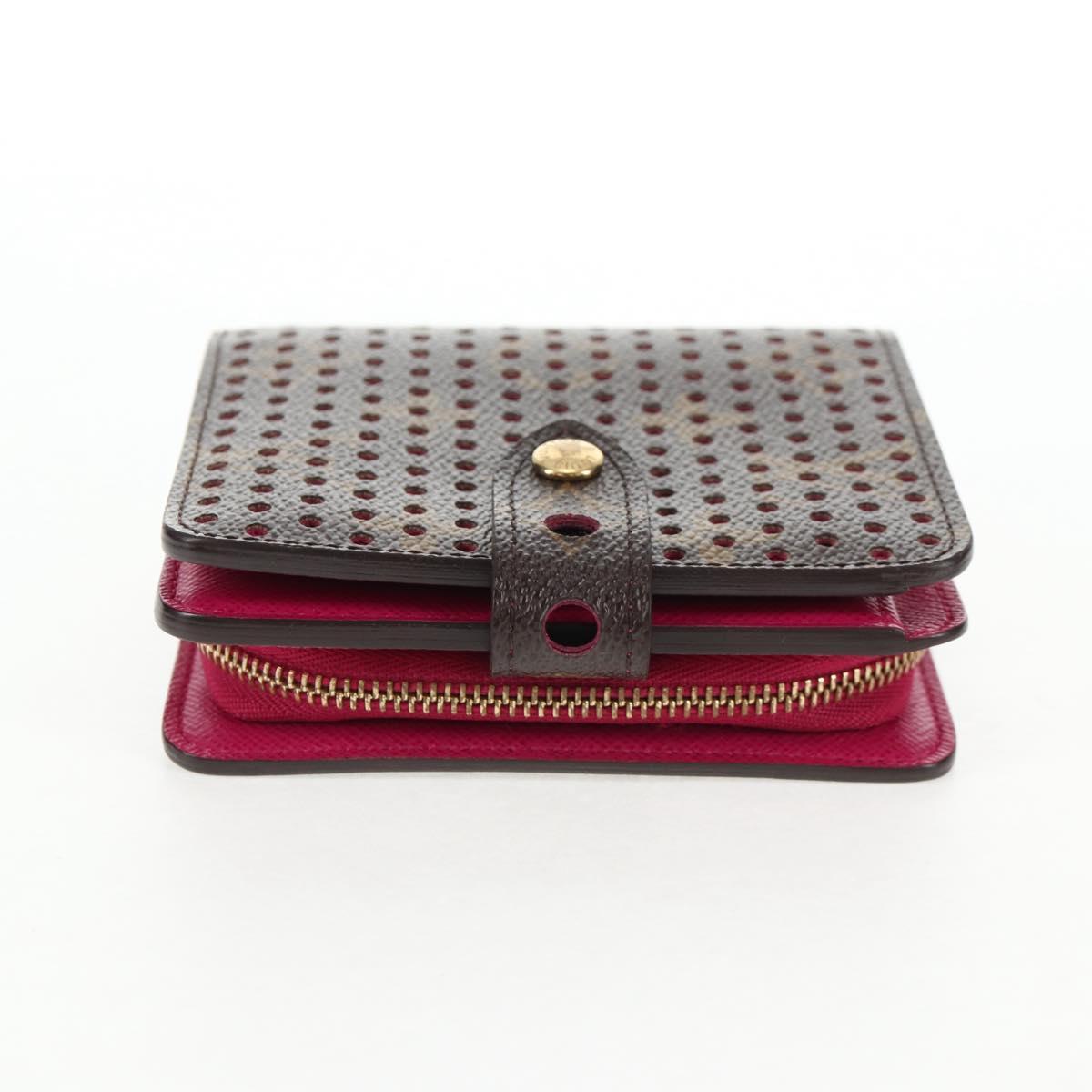 LOUIS VUITTON Monogram Perfo Compact Zip Wallet Fuchsia M95188 LV Auth am9095V