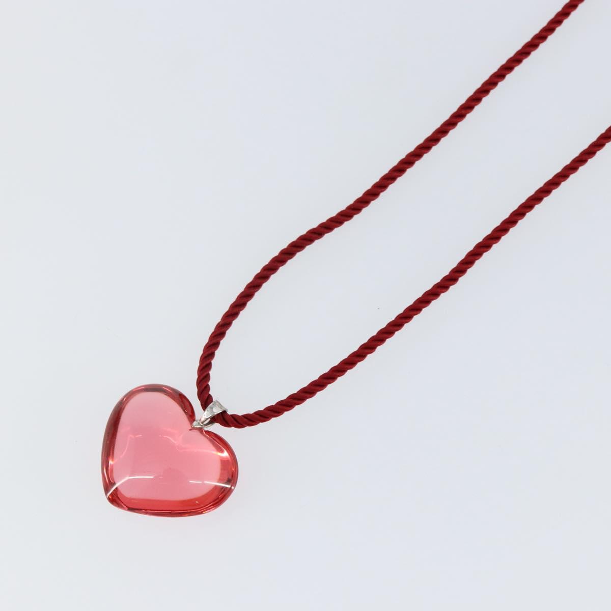 Baccarat Heart Necklace Crystal glass Red Auth am9096