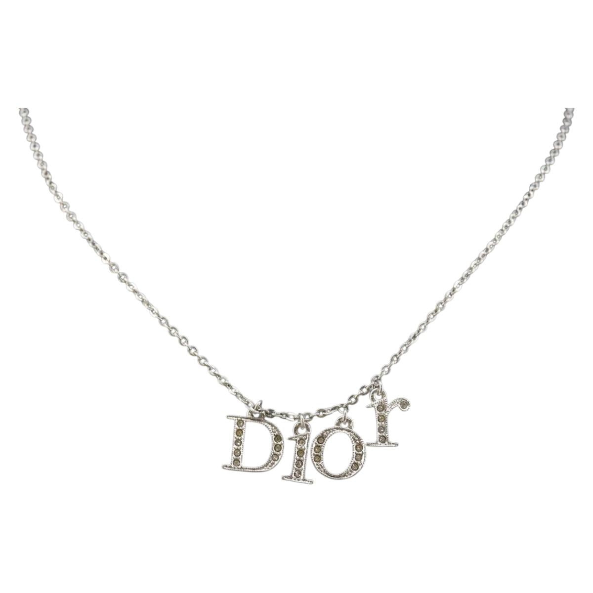 Christian Dior Necklace metal Silver Auth am9097