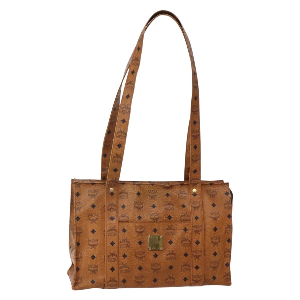 MCM Logogram Vicetos Shoulder Bag PVC Leather Brown Gold Auth am9099