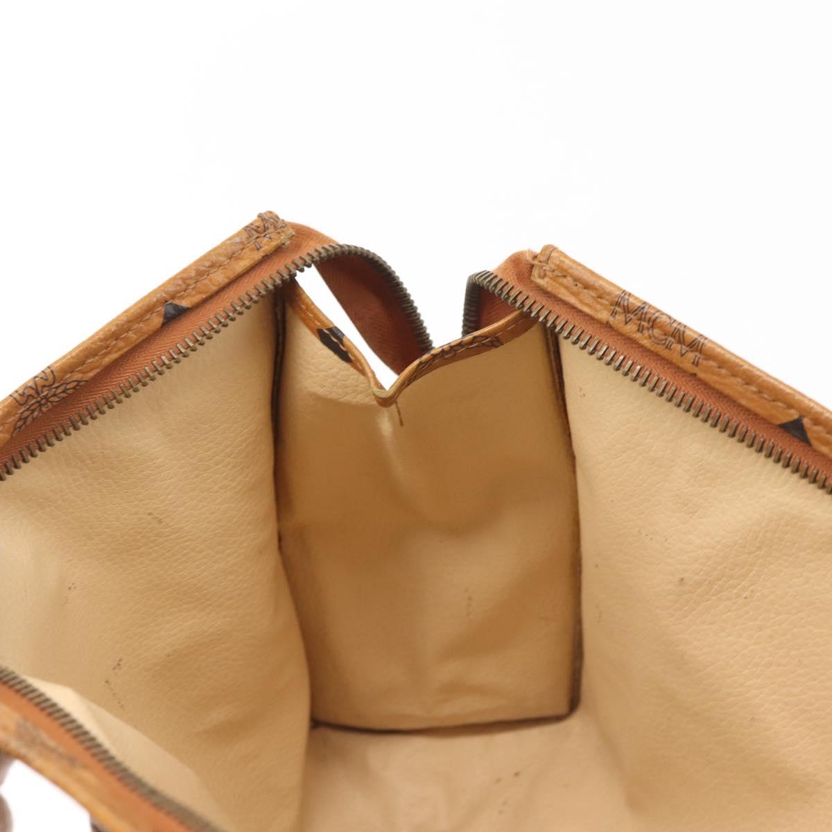 MCM Logogram Vicetos Clutch Bag PVC Leather Brown Gold Auth am9102