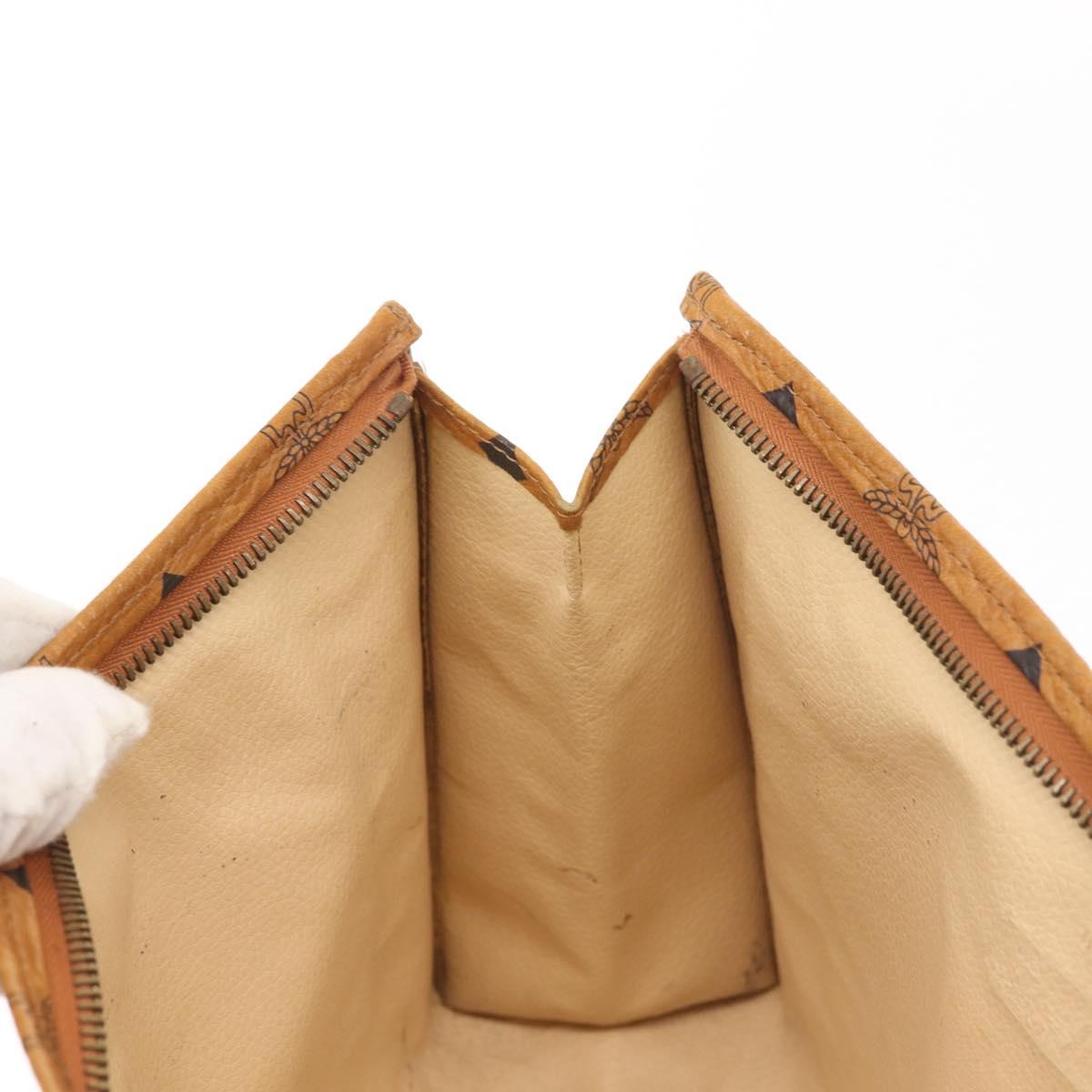 MCM Logogram Vicetos Clutch Bag PVC Leather Brown Gold Auth am9102