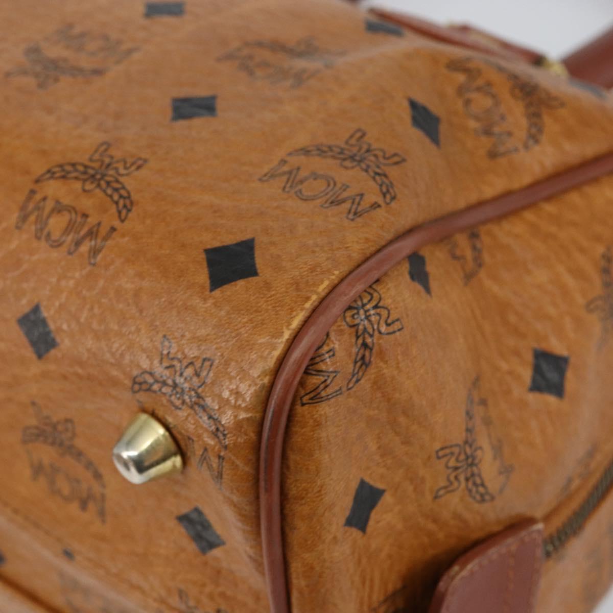 MCM Logogram Vicetos Hand Bag PVC Leather Brown Gold Auth am9103