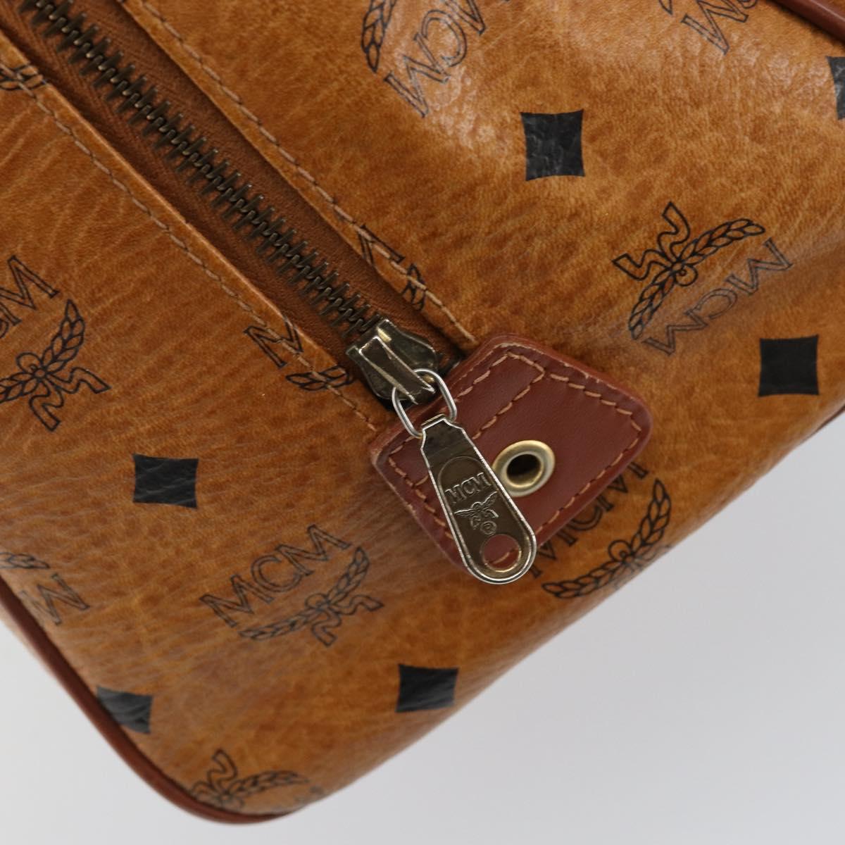 MCM Logogram Vicetos Hand Bag PVC Leather Brown Gold Auth am9103