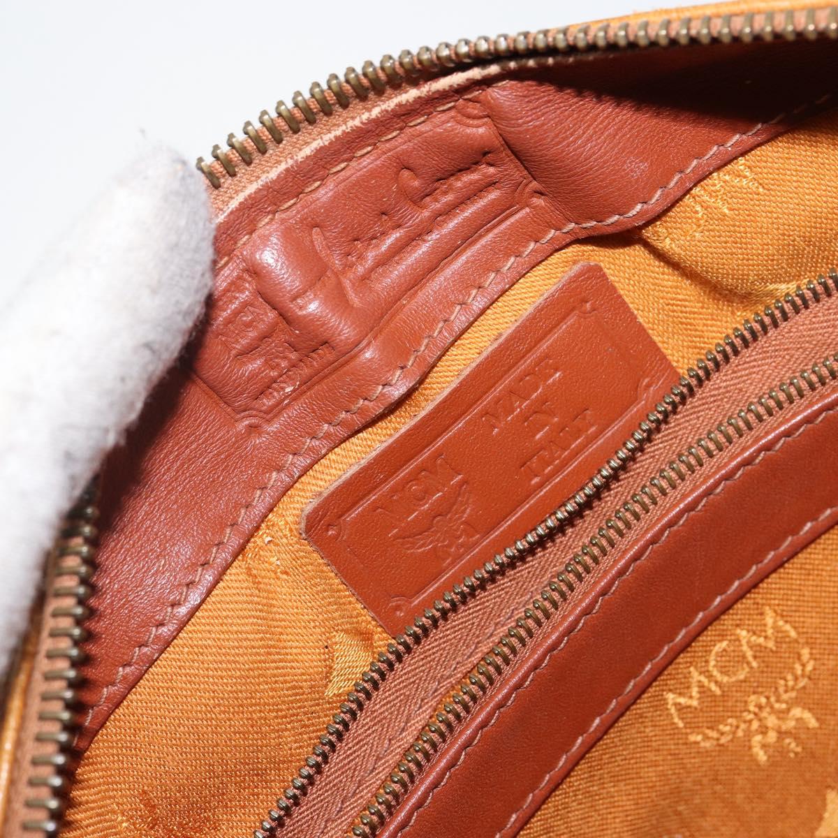 MCM Logogram Vicetos Hand Bag PVC Leather Brown Gold Auth am9103