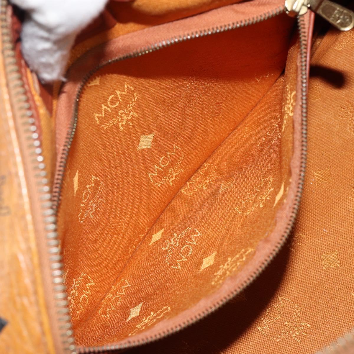 MCM Logogram Vicetos Hand Bag PVC Leather Brown Gold Auth am9103