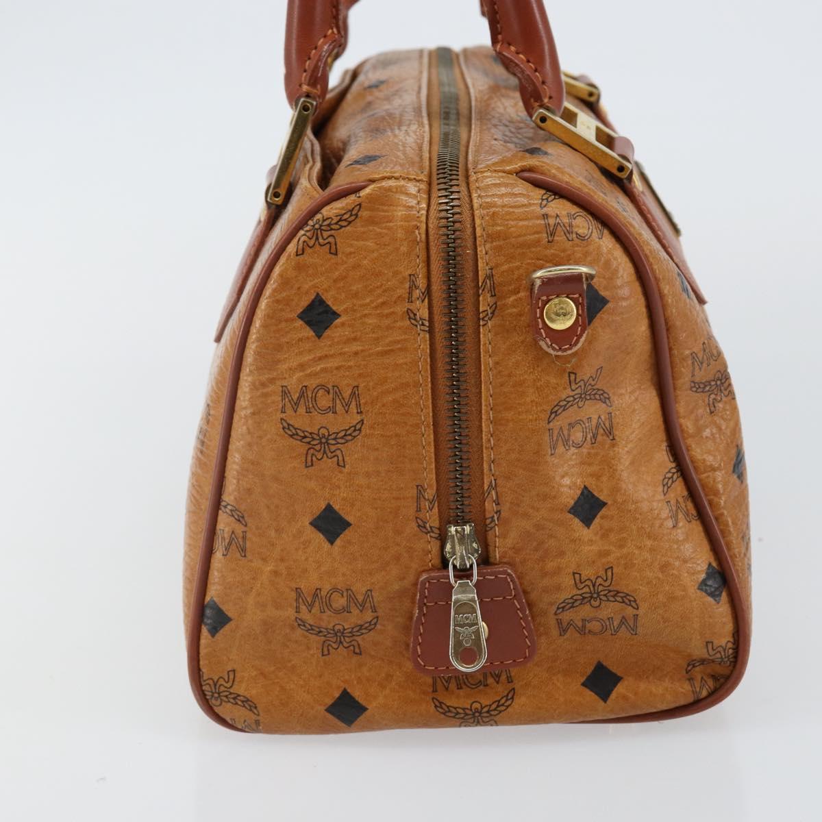 MCM Logogram Vicetos Hand Bag PVC Leather Brown Gold Auth am9103