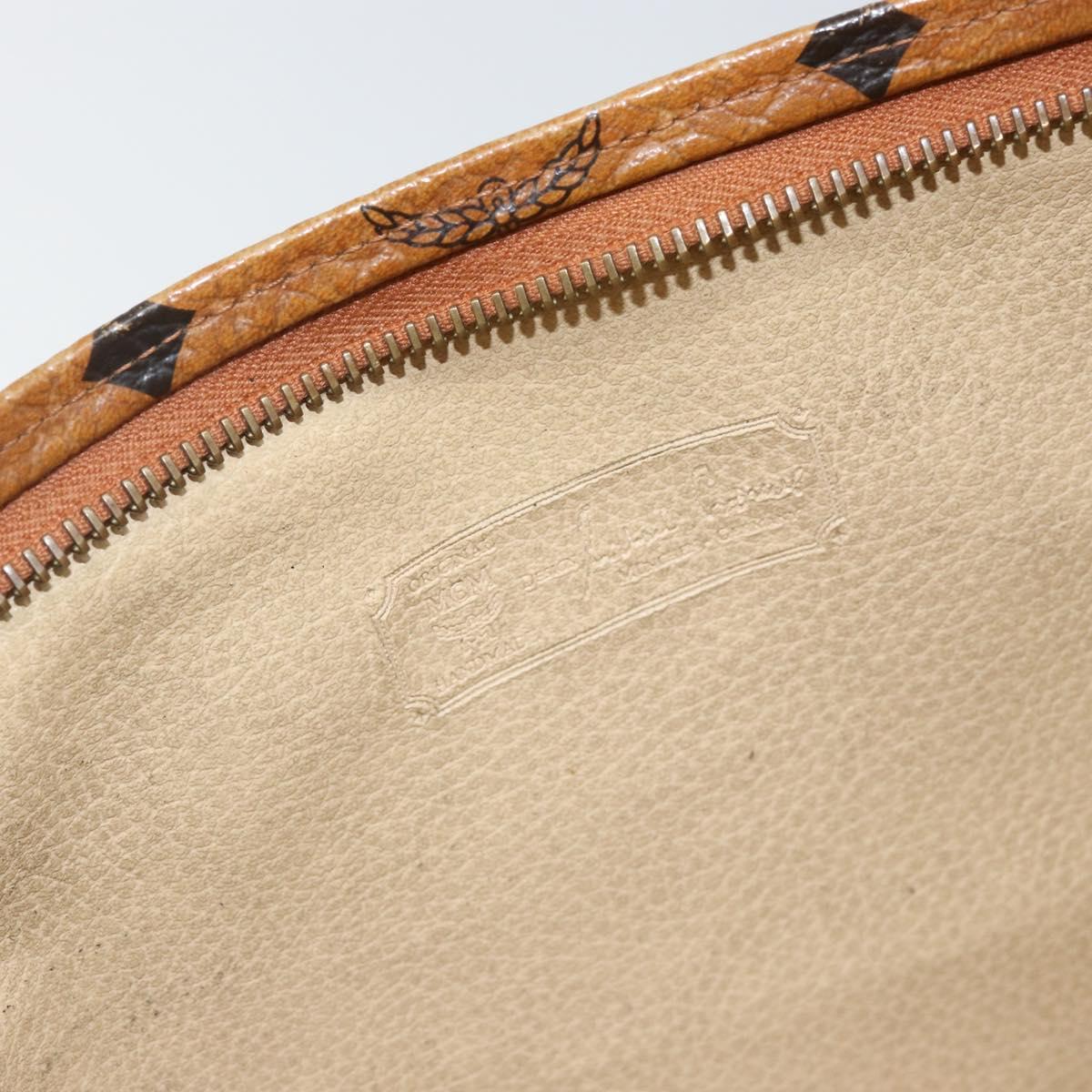 MCM Logogram Vicetos Clutch Bag PVC Leather Brown Gold Auth am9104